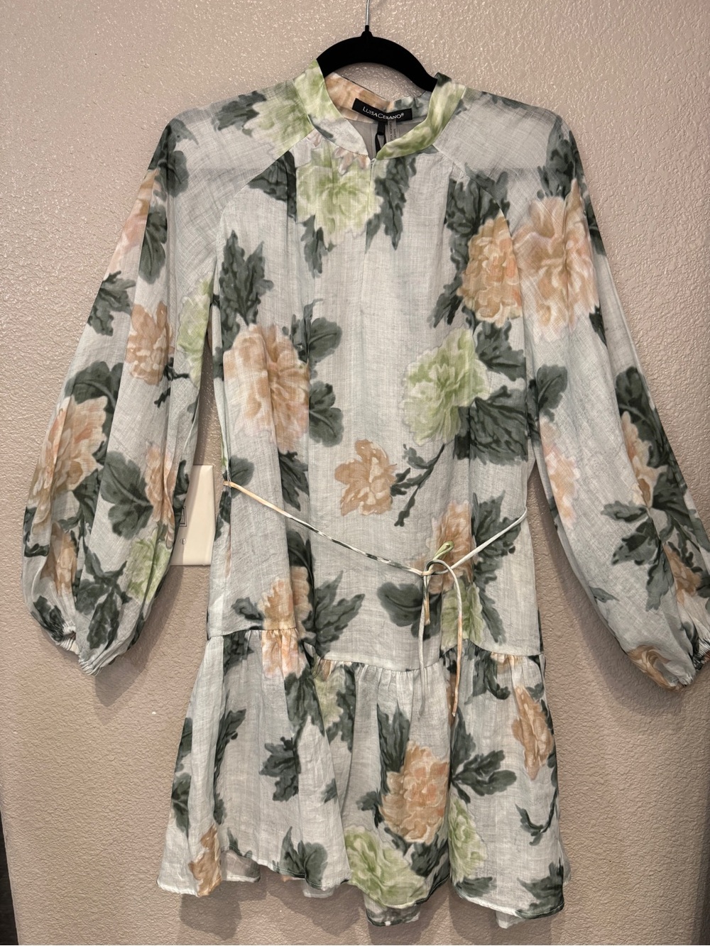 Luisa Cerano NWT Floral Ramie Mini Dress Cottagecore Romantic Garden Party